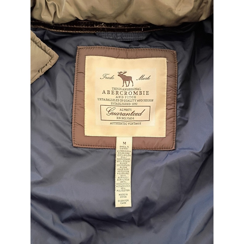 Abercrombie Fitch Puffer Jacket Hooded Quilted Full Zip Brown Size Medium - Picture 4 of 13